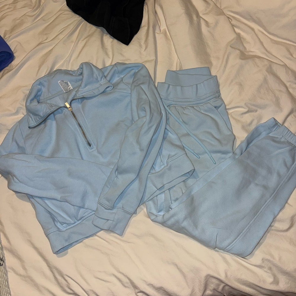 Light blue half zip and jogger set